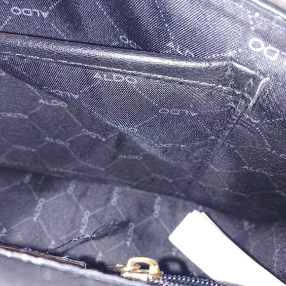 NWT ALDO Black Chevron Quilted Purse Shoulderbag Crossbody Turnlock - Picture 12 of 12